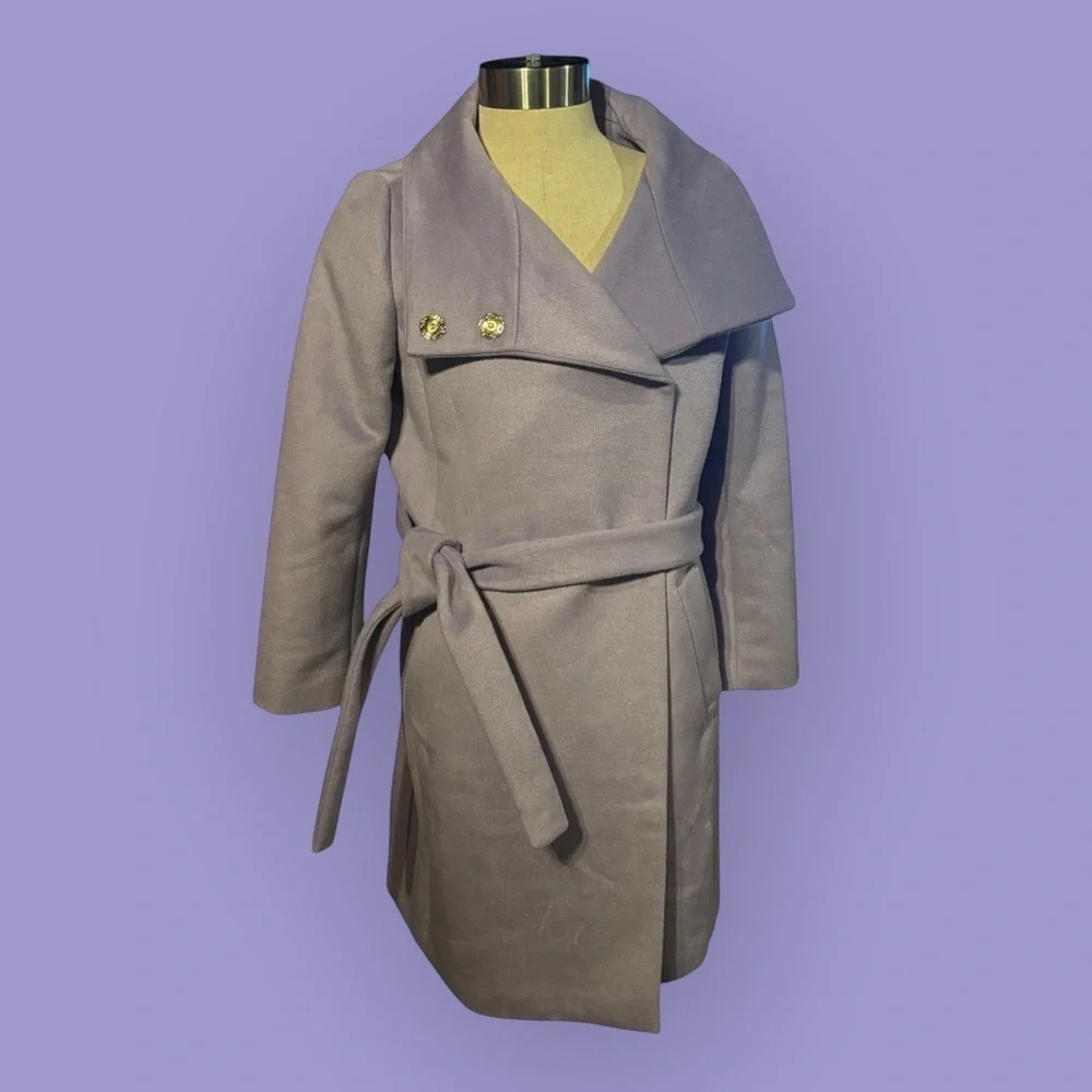 Ann Taylor 🛍️ Belted Funnel Neck Coat Trench Coat